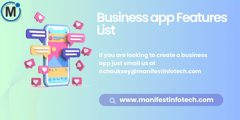 Infographic showing key features of a business app, including task management, analytics, and team collaboration tools