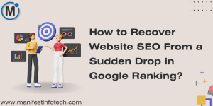 Infographic detailing the steps to recover website SEO, including keyword optimization, fixing broken links, and improving site speed.