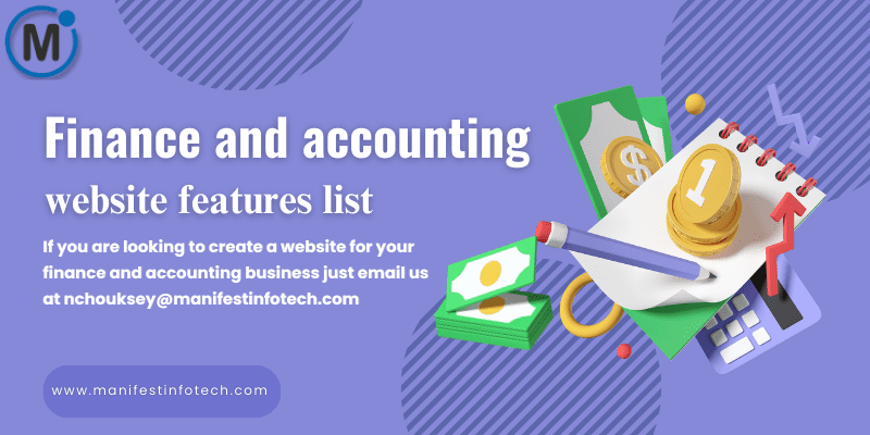 A list of key features for a finance and accounting business website