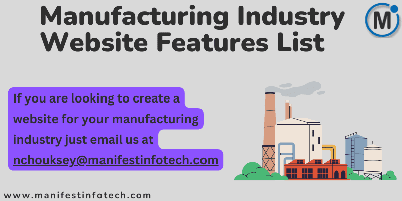 A manufacturing industry facility with machinery, representing website features for the manufacturing sector