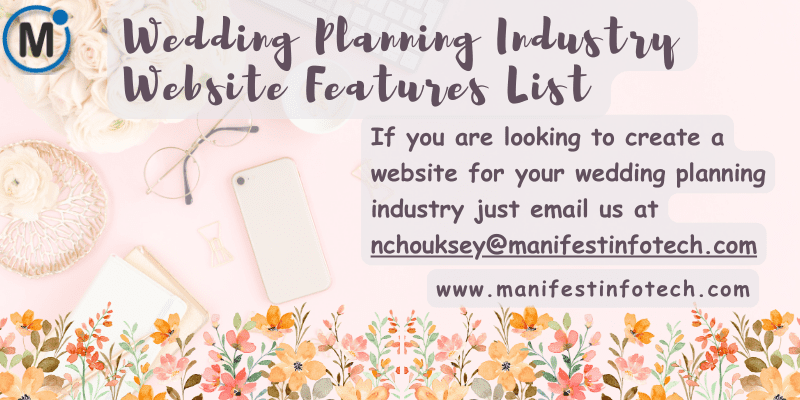 Features of a wedding planning industry website, focusing on wedding services and planning tools