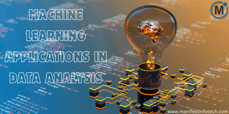 A futuristic digital representation of machine learning in data analysis, featuring a glowing brain inside a light bulb with interconnected circuit elements.
