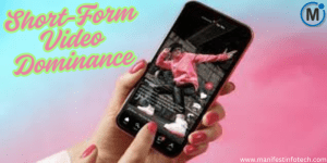 A smartphone displaying a short-form video with a dancer in a pink hoodie, emphasizing the rise of short-form video dominance in digital marketing.