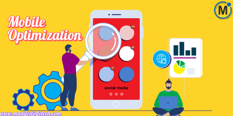 Mobile phone with data and social media icons.