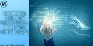 A digital representation of a futuristic interface with a hand touching a glowing circuit, symbolizing technological advancements and the need to stay updated.