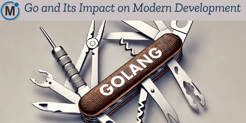 A Swiss army knife with the word 'GOLANG' engraved on it, symbolizing the versatility of the Go programming language.