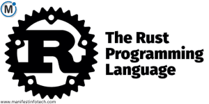 Rust programming language logo with the text "The Rust Programming Language