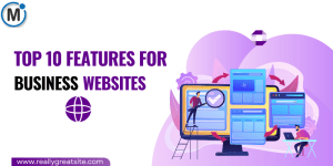 Top 10 features for business websites illustration.